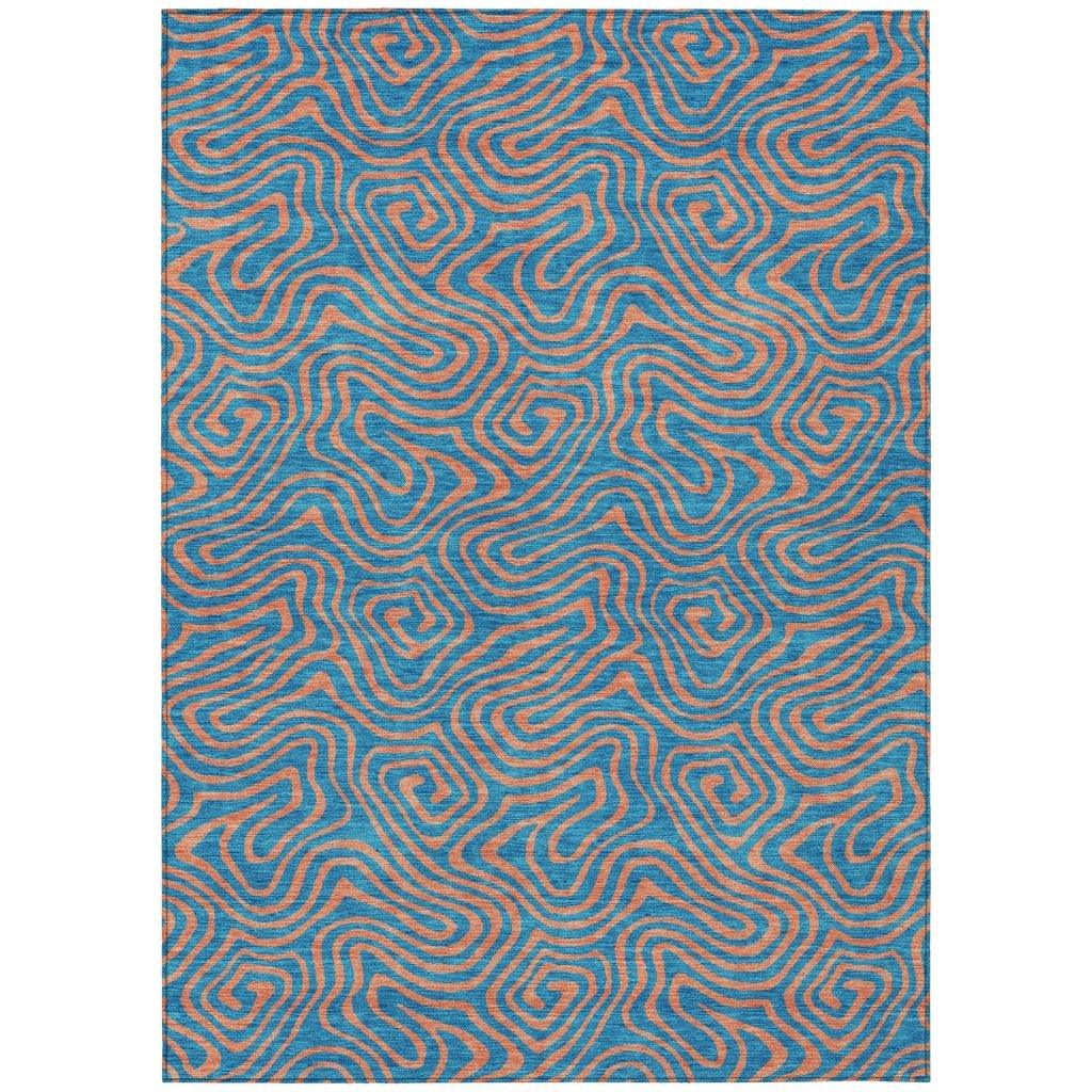 Zena Teal Washable Indoor-Outdoor Rug-Outdoor Rugs-LOOMLAN Rugs-2'6" x 3'10"-LOOMLAN