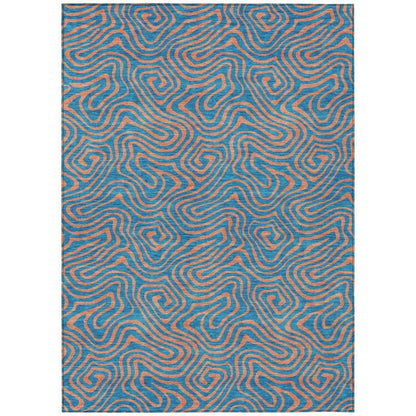 Zena Teal Washable Indoor-Outdoor Rug-Outdoor Rugs-LOOMLAN Rugs-2'6" x 3'10"-LOOMLAN