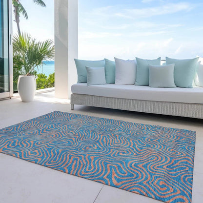 Zena Teal Washable Indoor-Outdoor Rug-Outdoor Rugs-LOOMLAN Rugs-LOOMLAN