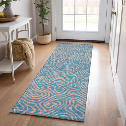 Zena Teal Washable Indoor-Outdoor Rug-Outdoor Rugs-LOOMLAN Rugs-LOOMLAN