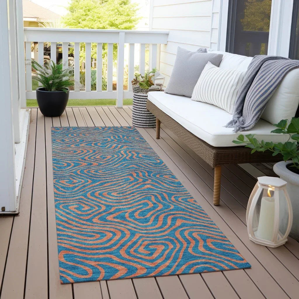 Zena Teal Washable Indoor-Outdoor Rug-Outdoor Rugs-LOOMLAN Rugs-LOOMLAN