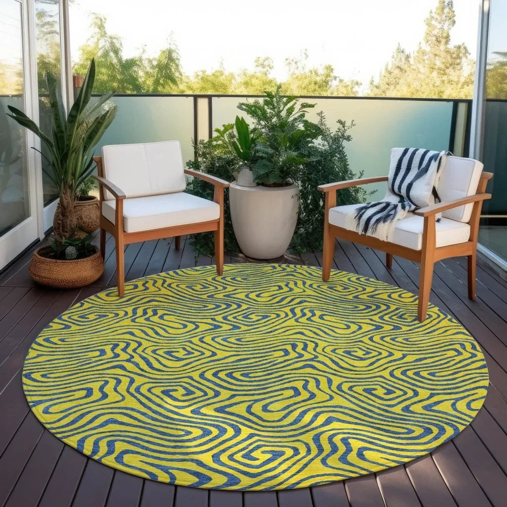 Zena Yellow Washable Indoor-Outdoor Rug-Outdoor Rugs-LOOMLAN Rugs-LOOMLAN
