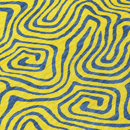 Zena Yellow Washable Indoor-Outdoor Rug-Outdoor Rugs-LOOMLAN Rugs-LOOMLAN