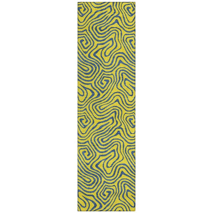 Zena Yellow Washable Indoor-Outdoor Rug-Outdoor Rugs-LOOMLAN Rugs-2'3" x 7'6"-LOOMLAN