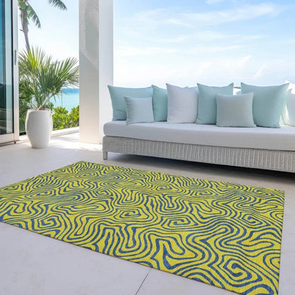 Zena Yellow Washable Indoor-Outdoor Rug-Outdoor Rugs-LOOMLAN Rugs-LOOMLAN