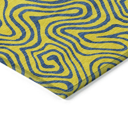 Zena Yellow Washable Indoor-Outdoor Rug-Outdoor Rugs-LOOMLAN Rugs-LOOMLAN