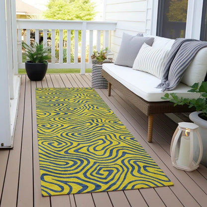 Zena Yellow Washable Indoor-Outdoor Rug-Outdoor Rugs-LOOMLAN Rugs-LOOMLAN