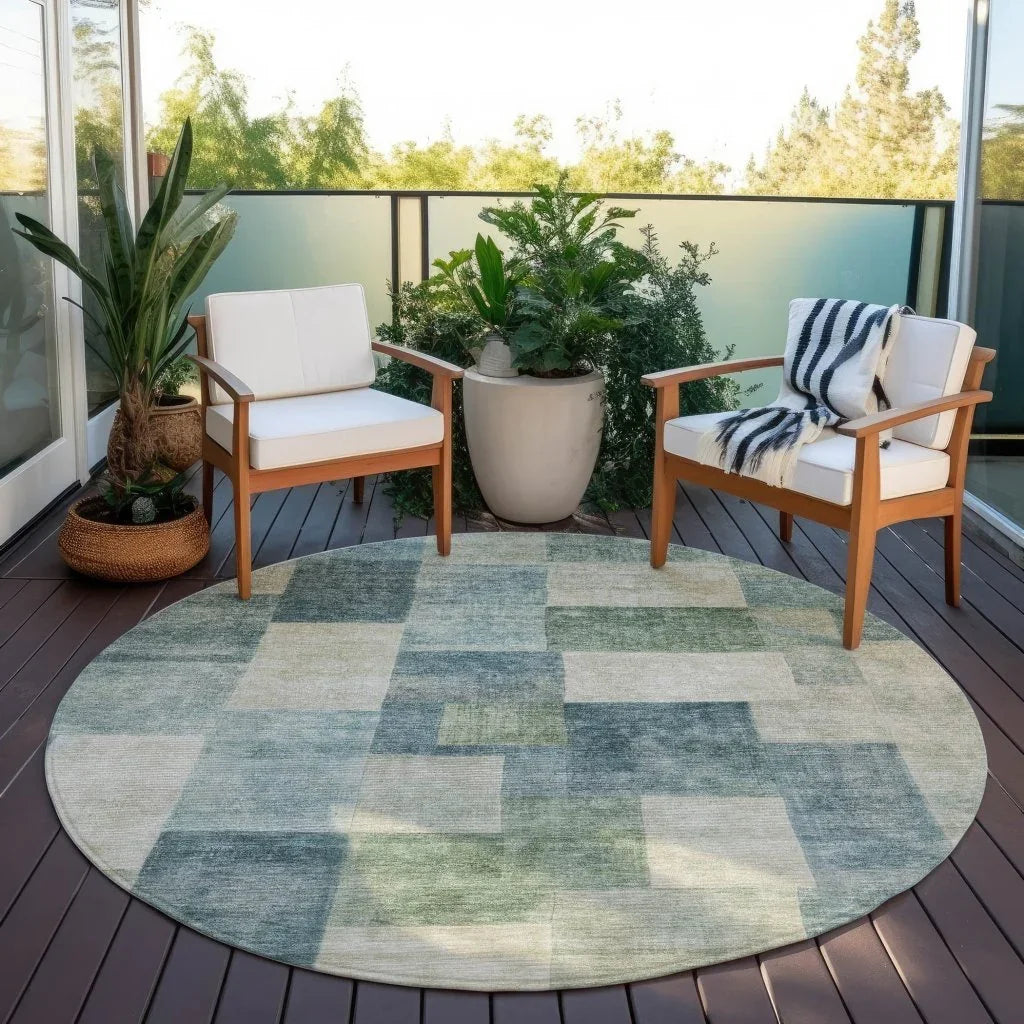 Zenia Blue Washable Indoor - Outdoor Rug - LOOMLAN - LOOMLAN Rugs - Outdoor Rugs