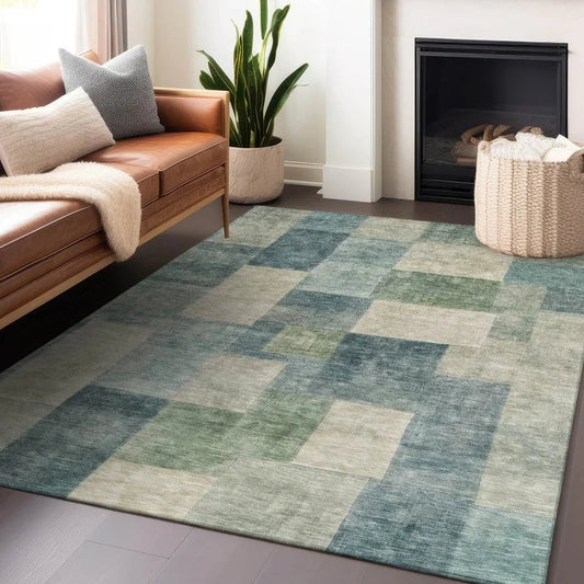 Zenia Blue Washable Indoor - Outdoor Rug - LOOMLAN - LOOMLAN Rugs - Outdoor Rugs