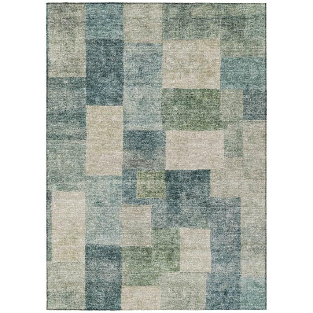 Zenia Blue Washable Indoor - Outdoor Rug - LOOMLAN - LOOMLAN Rugs - Outdoor Rugs