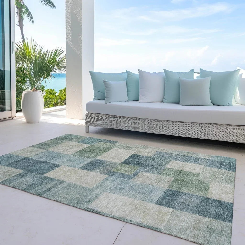 Zenia Blue Washable Indoor - Outdoor Rug - LOOMLAN - LOOMLAN Rugs - Outdoor Rugs
