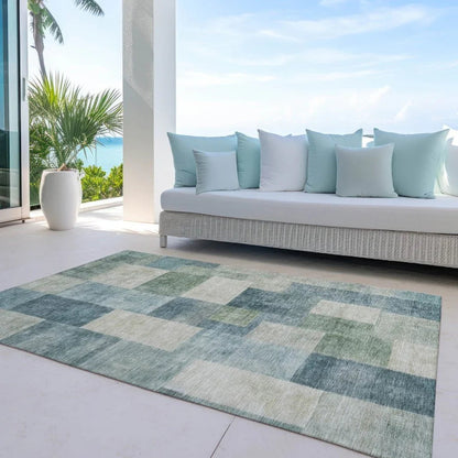 Zenia Blue Washable Indoor - Outdoor Rug - LOOMLAN - LOOMLAN Rugs - Outdoor Rugs