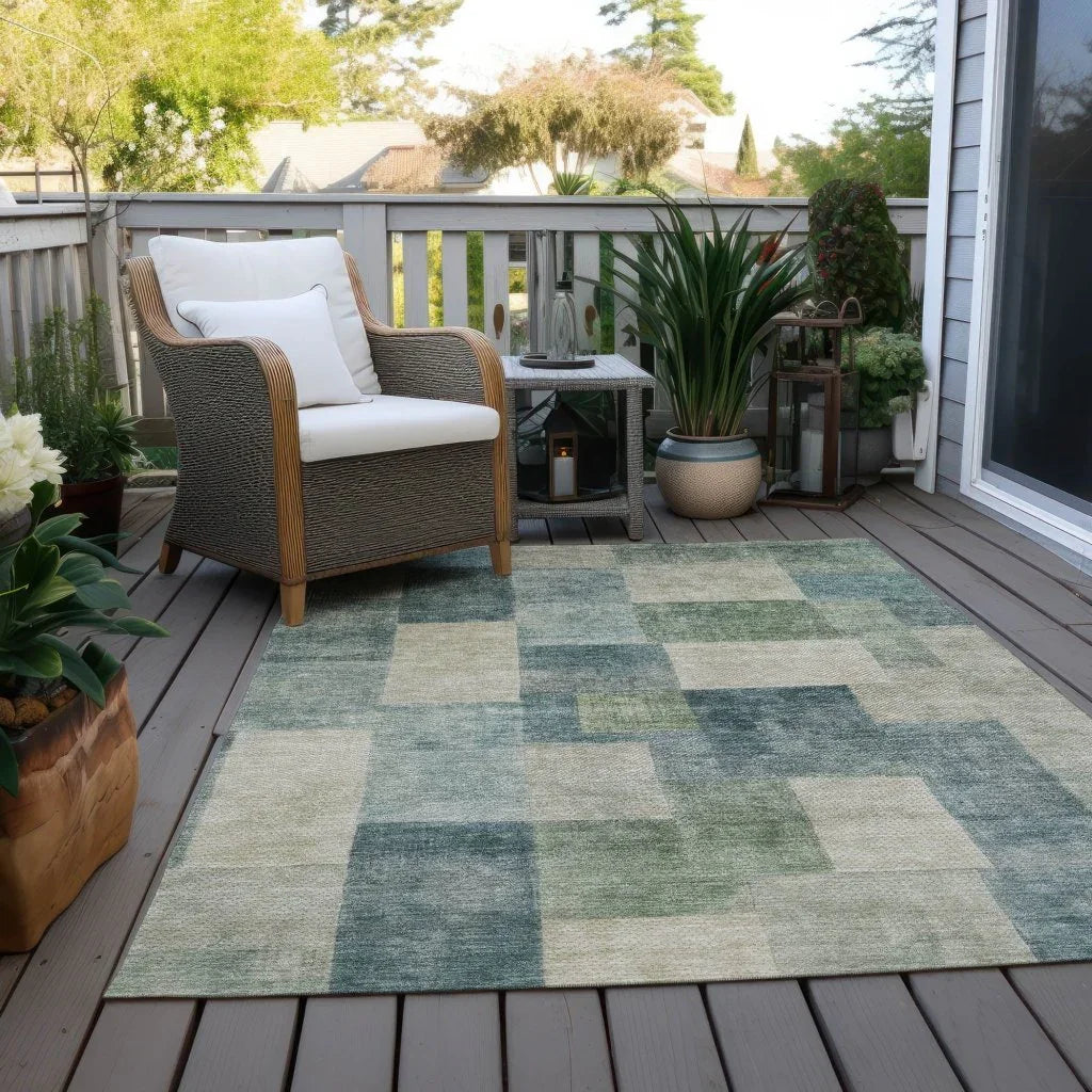 Zenia Blue Washable Indoor - Outdoor Rug - LOOMLAN - LOOMLAN Rugs - Outdoor Rugs