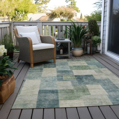 Zenia Blue Washable Indoor - Outdoor Rug - LOOMLAN - LOOMLAN Rugs - Outdoor Rugs