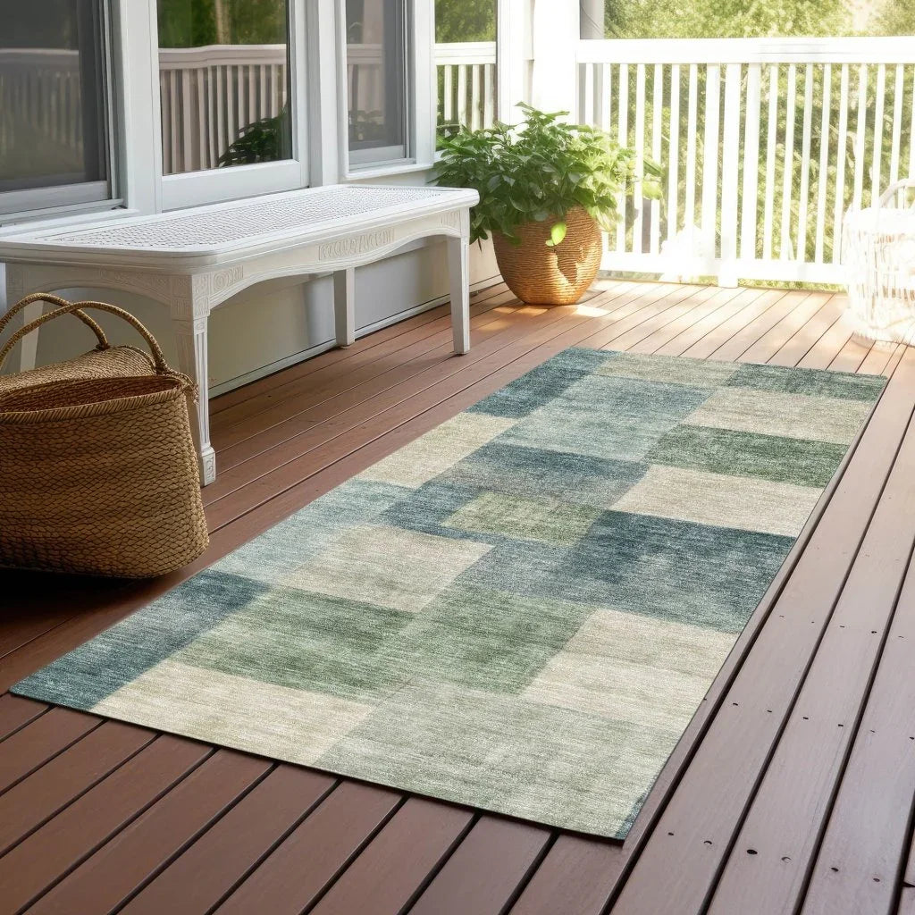 Zenia Blue Washable Indoor - Outdoor Rug - LOOMLAN - LOOMLAN Rugs - Outdoor Rugs