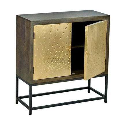 Square Accent Cabinet Brass (Gold) Doors - LOOMLAN - LOOMLAN - Accent Cabinets