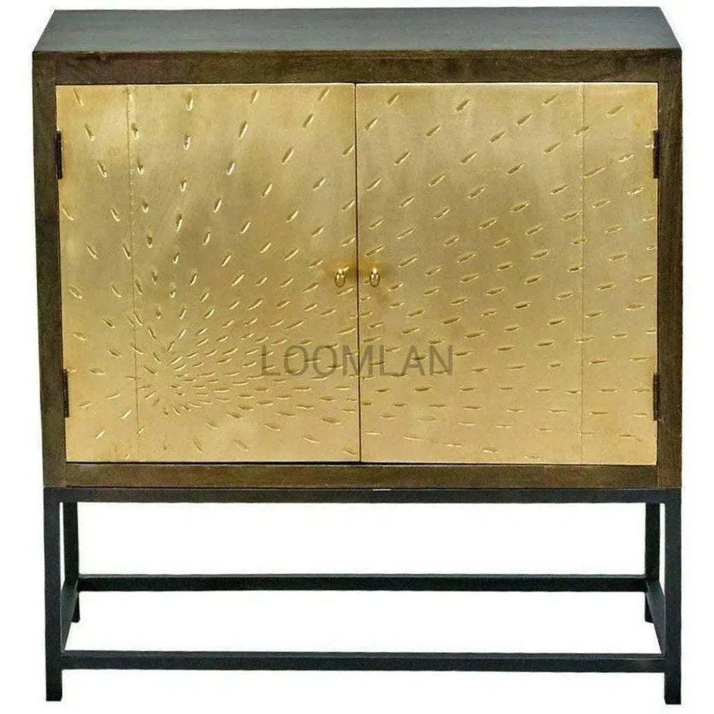 Square Accent Cabinet Brass (Gold) Doors - LOOMLAN - LOOMLAN - Accent Cabinets