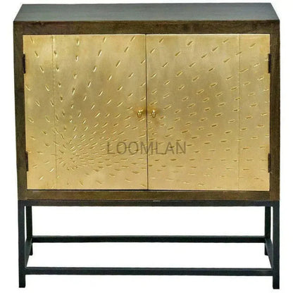 Square Accent Cabinet Brass (Gold) Doors - LOOMLAN - LOOMLAN - Accent Cabinets