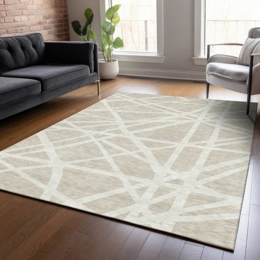Zephina Beige Washable Indoor-Outdoor Rug-Outdoor Rugs-LOOMLAN Rugs-LOOMLAN
