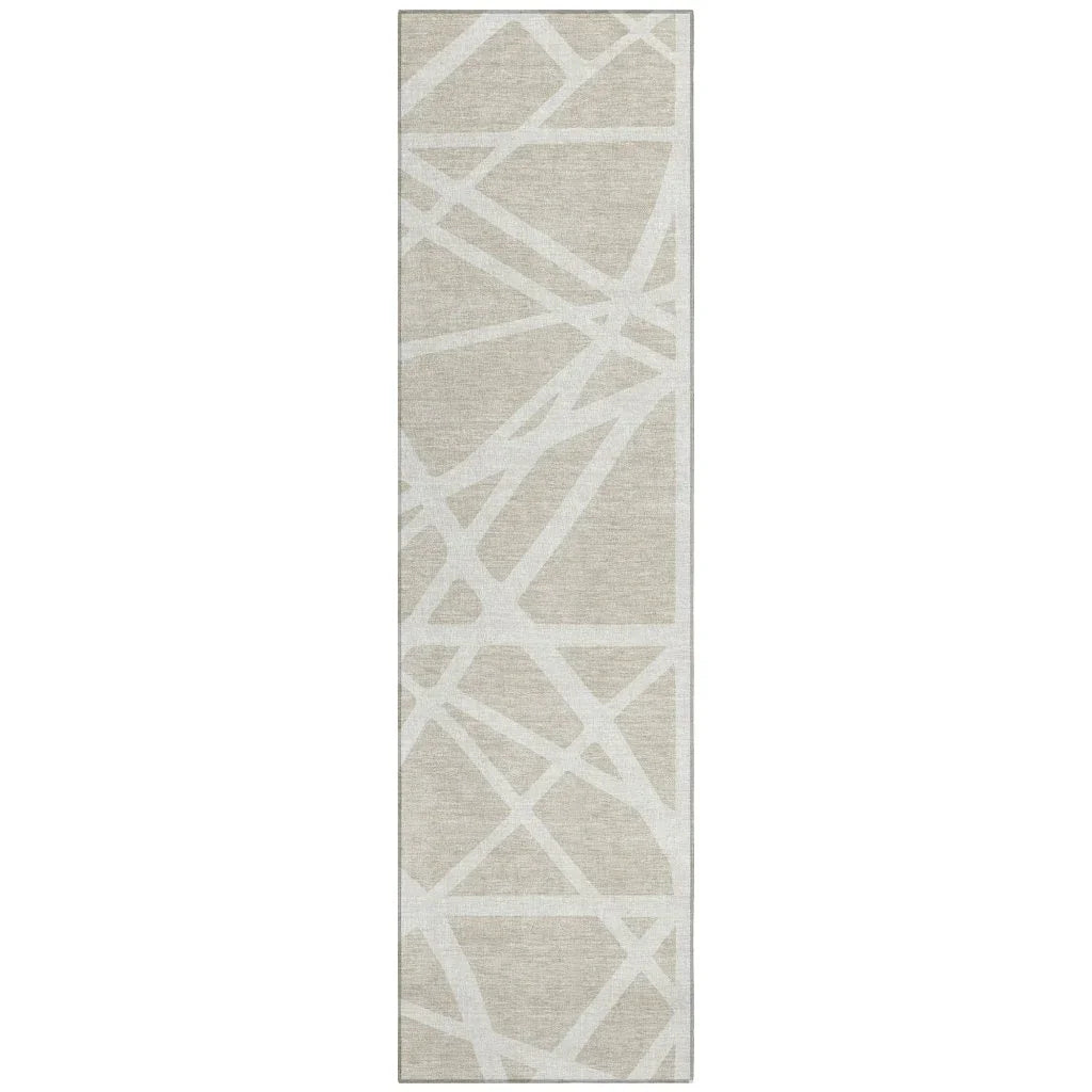 Zephina Beige Washable Indoor-Outdoor Rug-Outdoor Rugs-LOOMLAN Rugs-2'3" x 7'6"-LOOMLAN