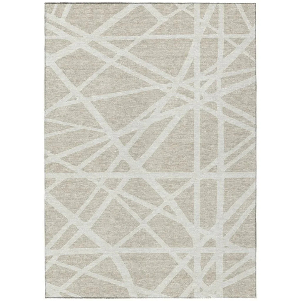 Zephina Beige Washable Indoor-Outdoor Rug-Outdoor Rugs-LOOMLAN Rugs-2'6" x 3'10"-LOOMLAN