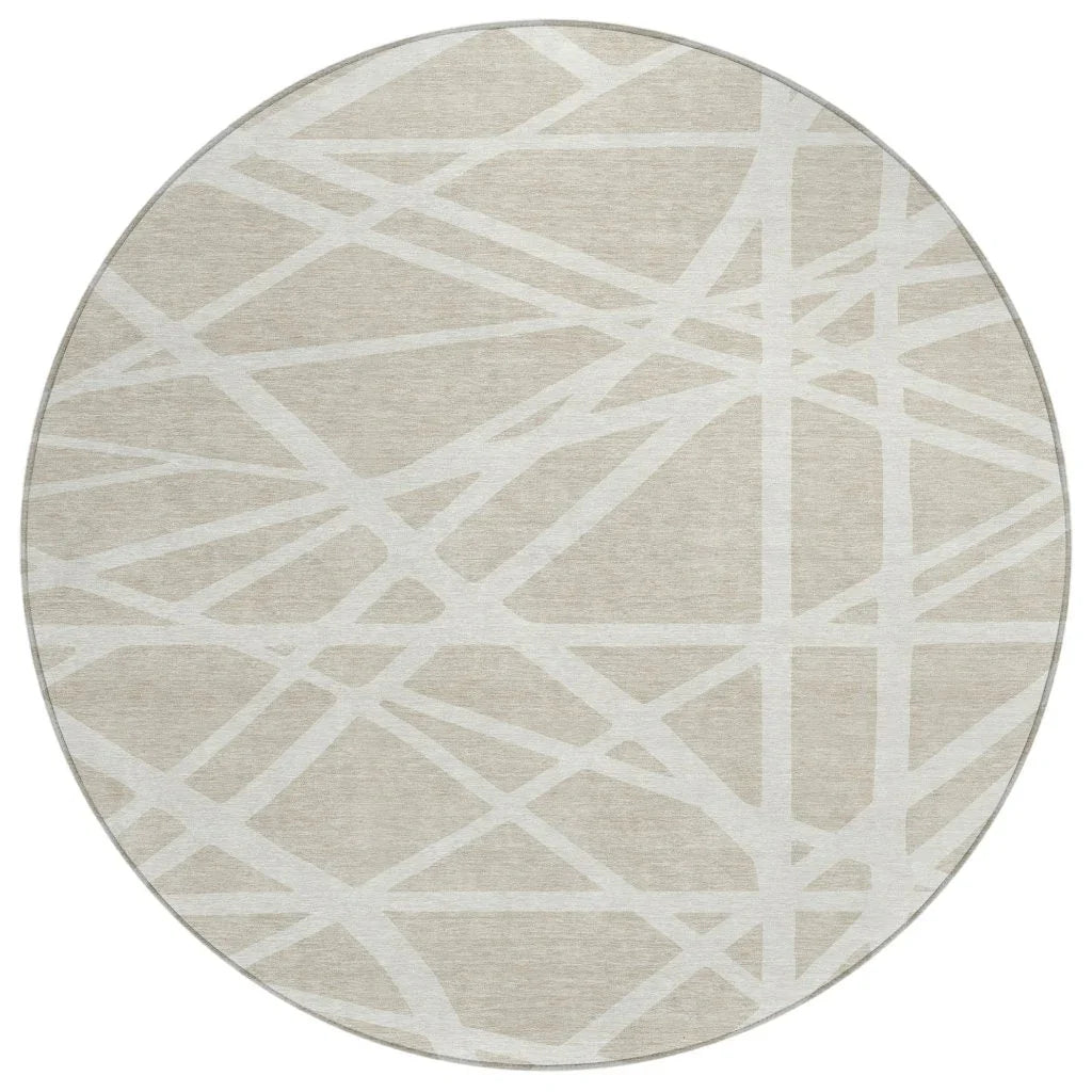 Zephina Beige Washable Indoor-Outdoor Rug-Outdoor Rugs-LOOMLAN Rugs-8' x 8'-LOOMLAN