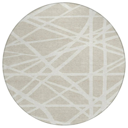 Zephina Beige Washable Indoor-Outdoor Rug-Outdoor Rugs-LOOMLAN Rugs-8' x 8'-LOOMLAN