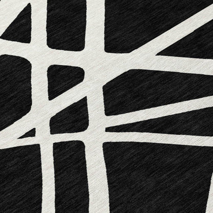 Zephina Black Washable Indoor-Outdoor Rug-Outdoor Rugs-LOOMLAN Rugs-LOOMLAN