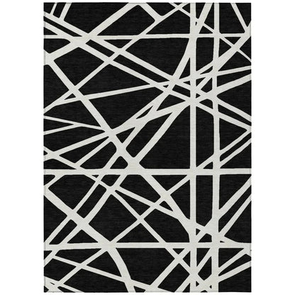 Zephina Black Washable Indoor-Outdoor Rug-Outdoor Rugs-LOOMLAN Rugs-2'6" x 3'10"-LOOMLAN