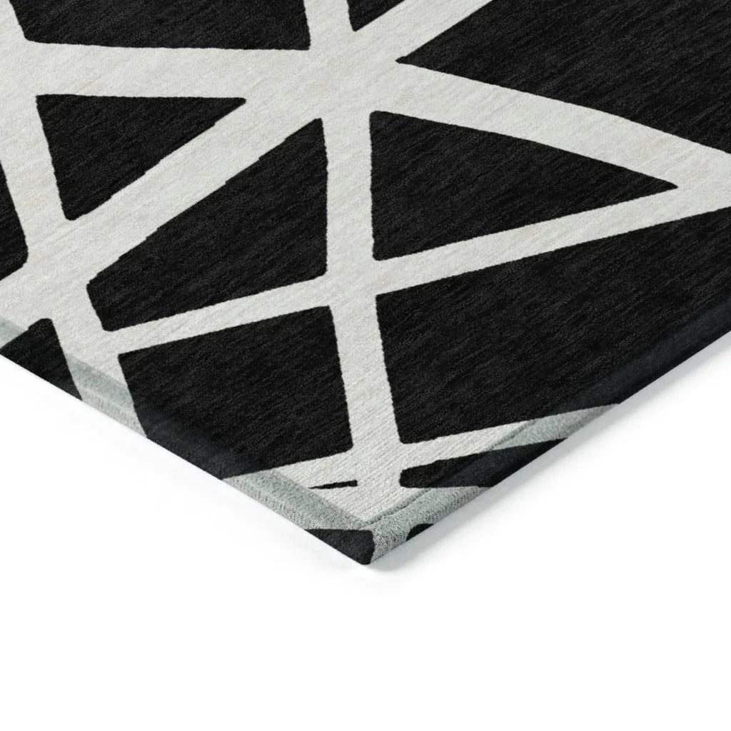 Zephina Black Washable Indoor-Outdoor Rug-Outdoor Rugs-LOOMLAN Rugs-LOOMLAN