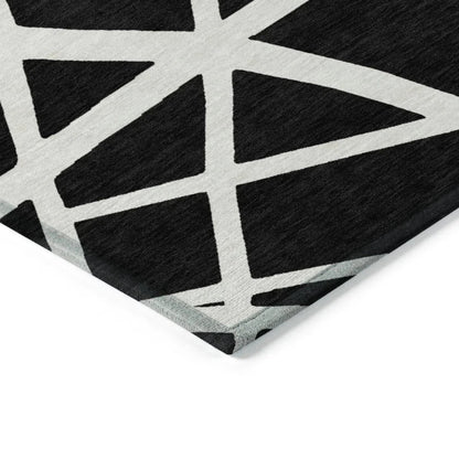 Zephina Black Washable Indoor-Outdoor Rug-Outdoor Rugs-LOOMLAN Rugs-LOOMLAN