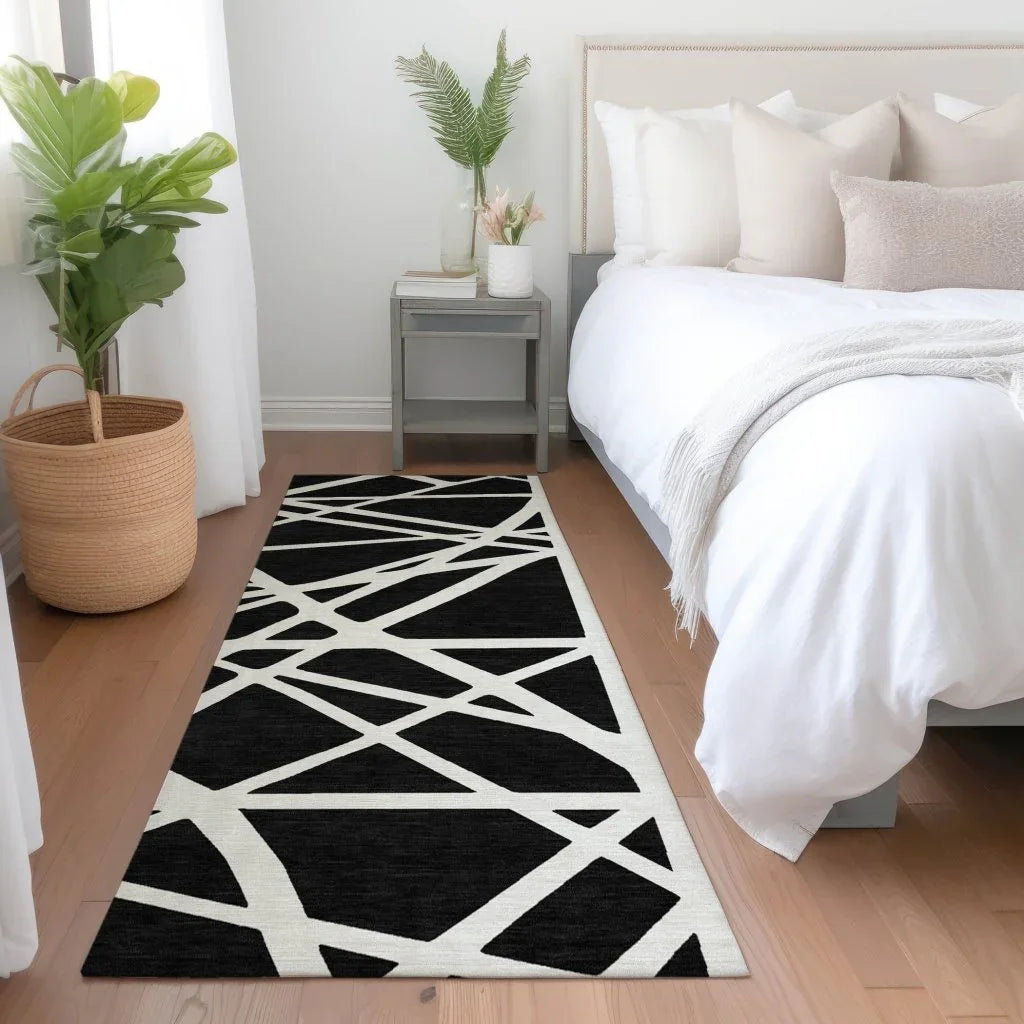 Zephina Black Washable Indoor-Outdoor Rug-Outdoor Rugs-LOOMLAN Rugs-LOOMLAN