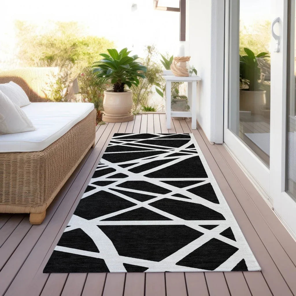 Zephina Black Washable Indoor-Outdoor Rug-Outdoor Rugs-LOOMLAN Rugs-LOOMLAN