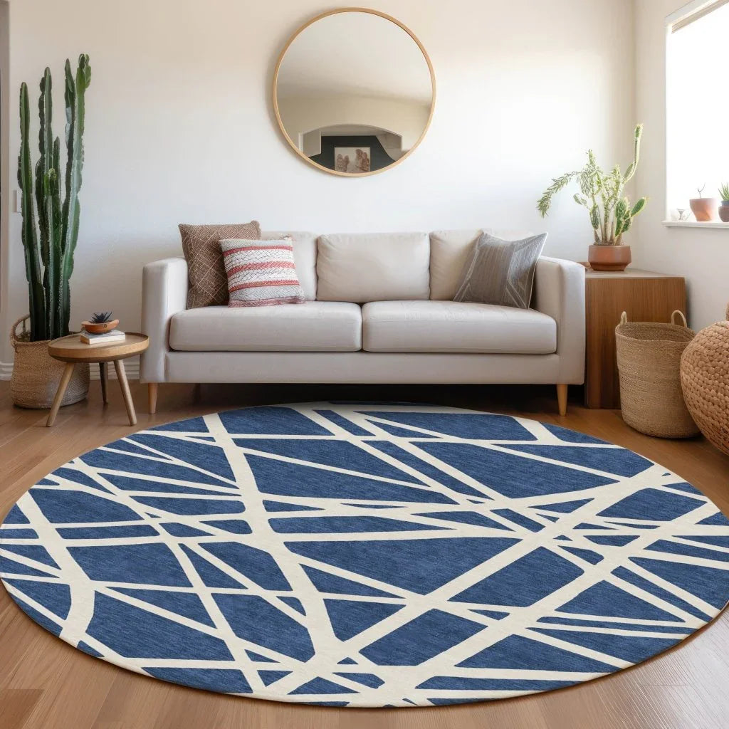Zephina Blue Washable Indoor-Outdoor Rug-Outdoor Rugs-LOOMLAN Rugs-LOOMLAN