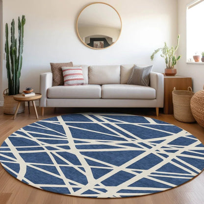 Zephina Blue Washable Indoor-Outdoor Rug-Outdoor Rugs-LOOMLAN Rugs-LOOMLAN