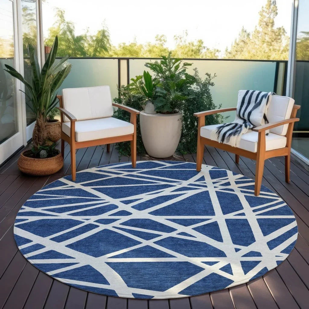 Zephina Blue Washable Indoor-Outdoor Rug-Outdoor Rugs-LOOMLAN Rugs-LOOMLAN