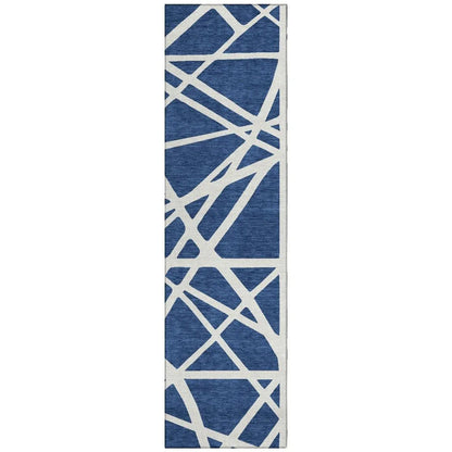 Zephina Blue Washable Indoor-Outdoor Rug-Outdoor Rugs-LOOMLAN Rugs-2'3" x 7'6"-LOOMLAN