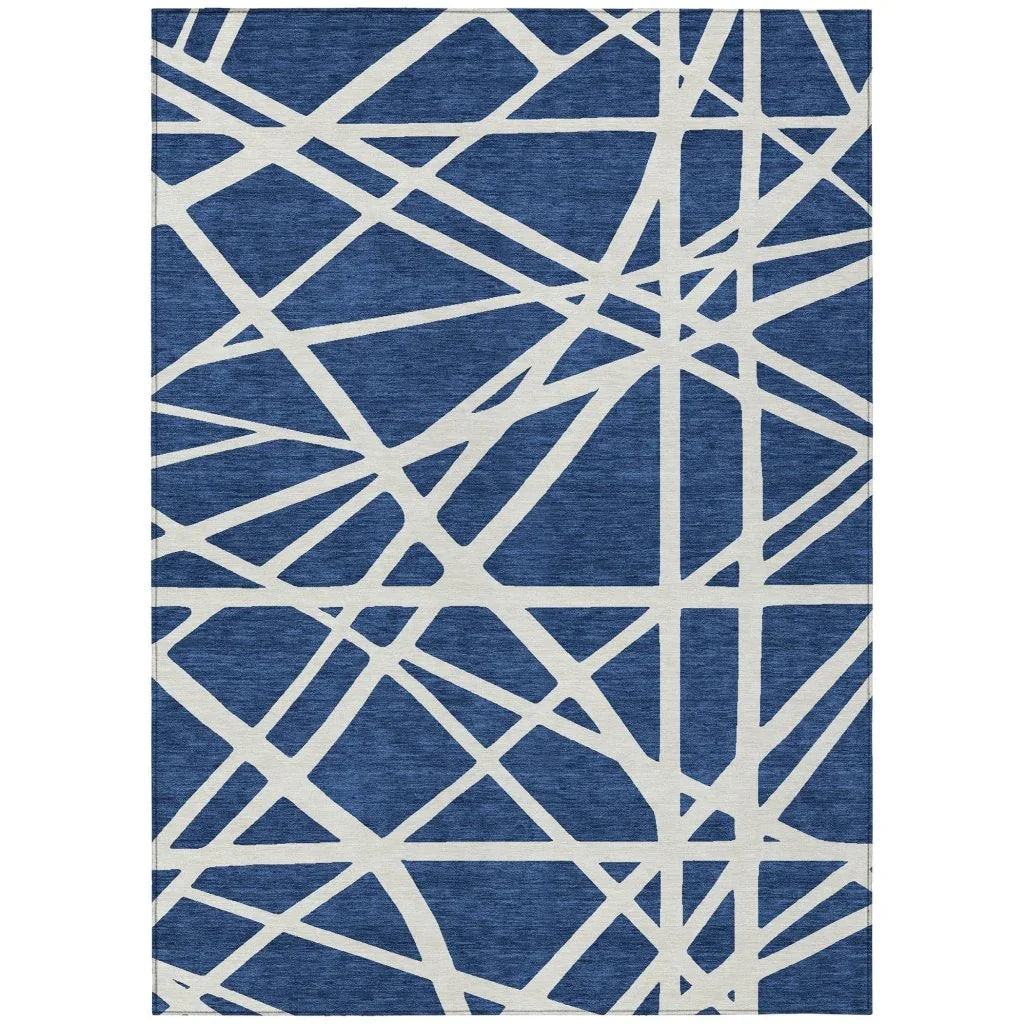 Zephina Blue Washable Indoor-Outdoor Rug-Outdoor Rugs-LOOMLAN Rugs-2'6" x 3'10"-LOOMLAN