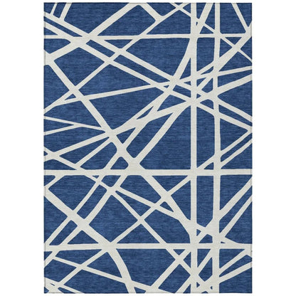Zephina Blue Washable Indoor-Outdoor Rug-Outdoor Rugs-LOOMLAN Rugs-2'6" x 3'10"-LOOMLAN