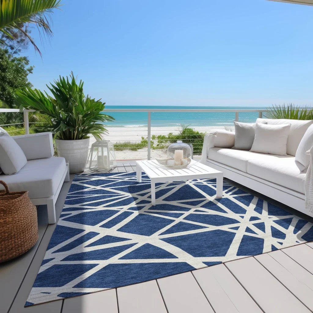 Zephina Blue Washable Indoor-Outdoor Rug-Outdoor Rugs-LOOMLAN Rugs-LOOMLAN