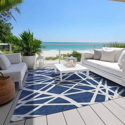 Zephina Blue Washable Indoor-Outdoor Rug-Outdoor Rugs-LOOMLAN Rugs-LOOMLAN