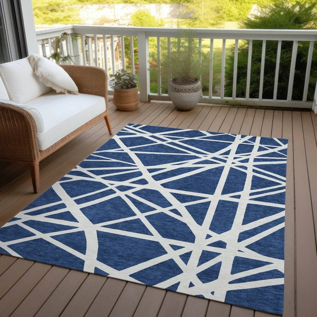 Zephina Blue Washable Indoor-Outdoor Rug-Outdoor Rugs-LOOMLAN Rugs-LOOMLAN