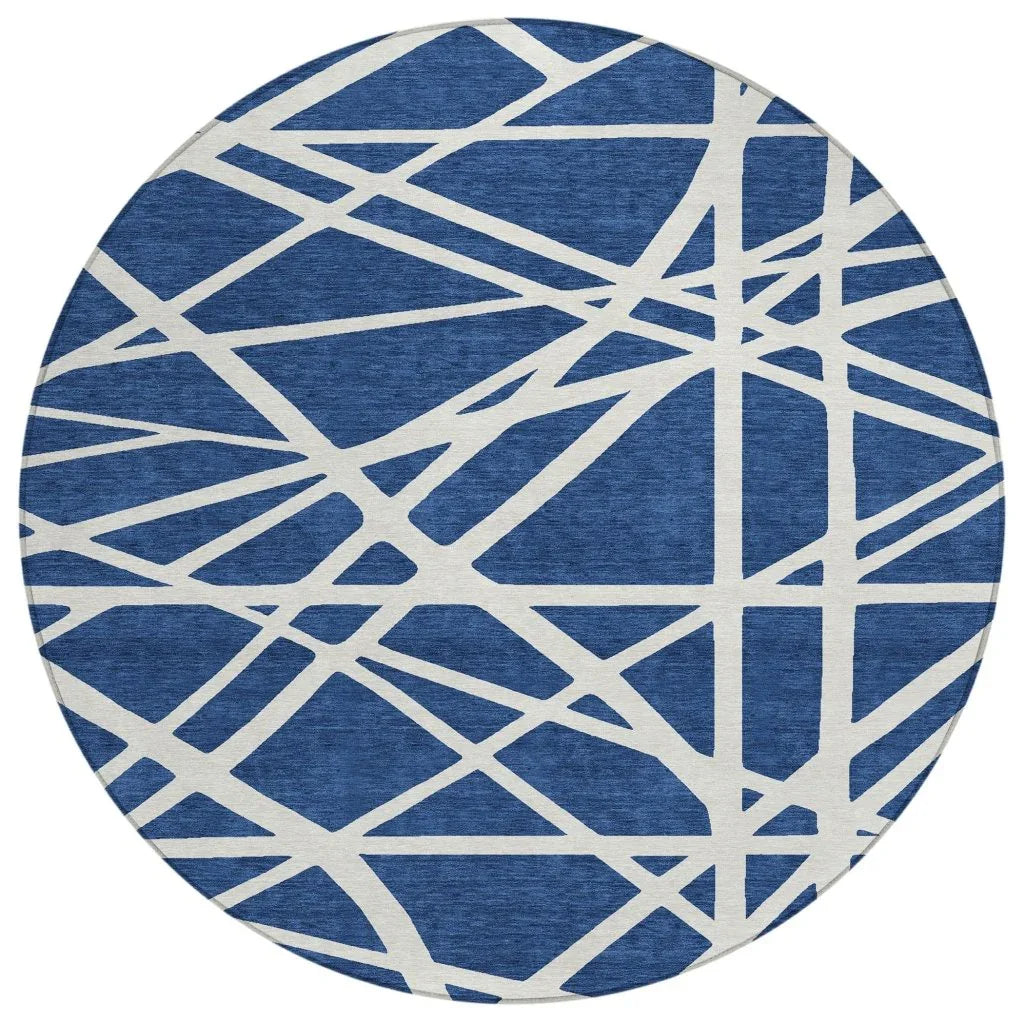 Zephina Blue Washable Indoor-Outdoor Rug-Outdoor Rugs-LOOMLAN Rugs-8' x 8'-LOOMLAN