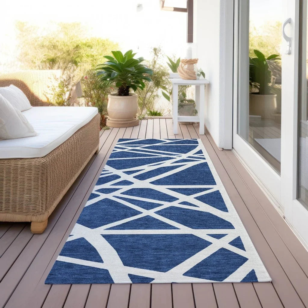 Zephina Blue Washable Indoor-Outdoor Rug-Outdoor Rugs-LOOMLAN Rugs-LOOMLAN