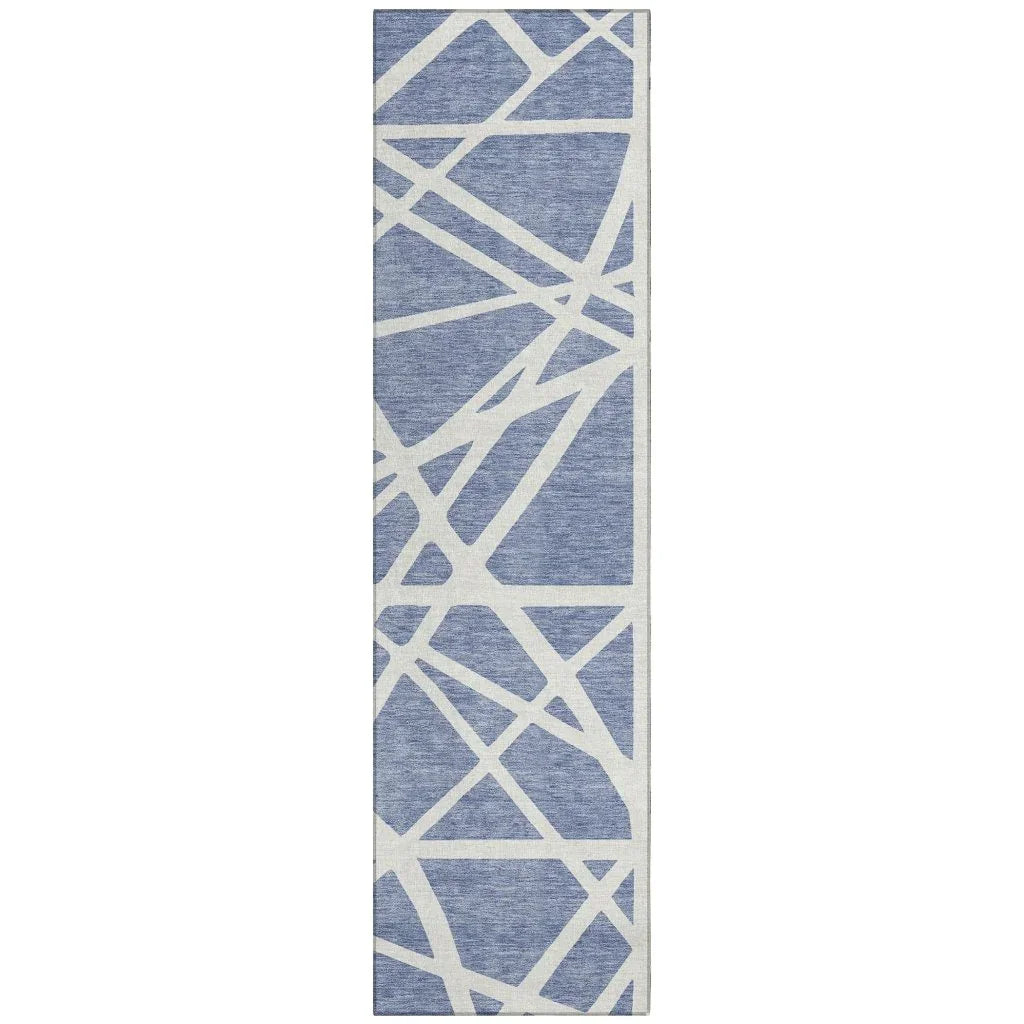 Zephina Denim Washable Indoor-Outdoor Rug-Outdoor Rugs-LOOMLAN Rugs-2'3" x 7'6"-LOOMLAN
