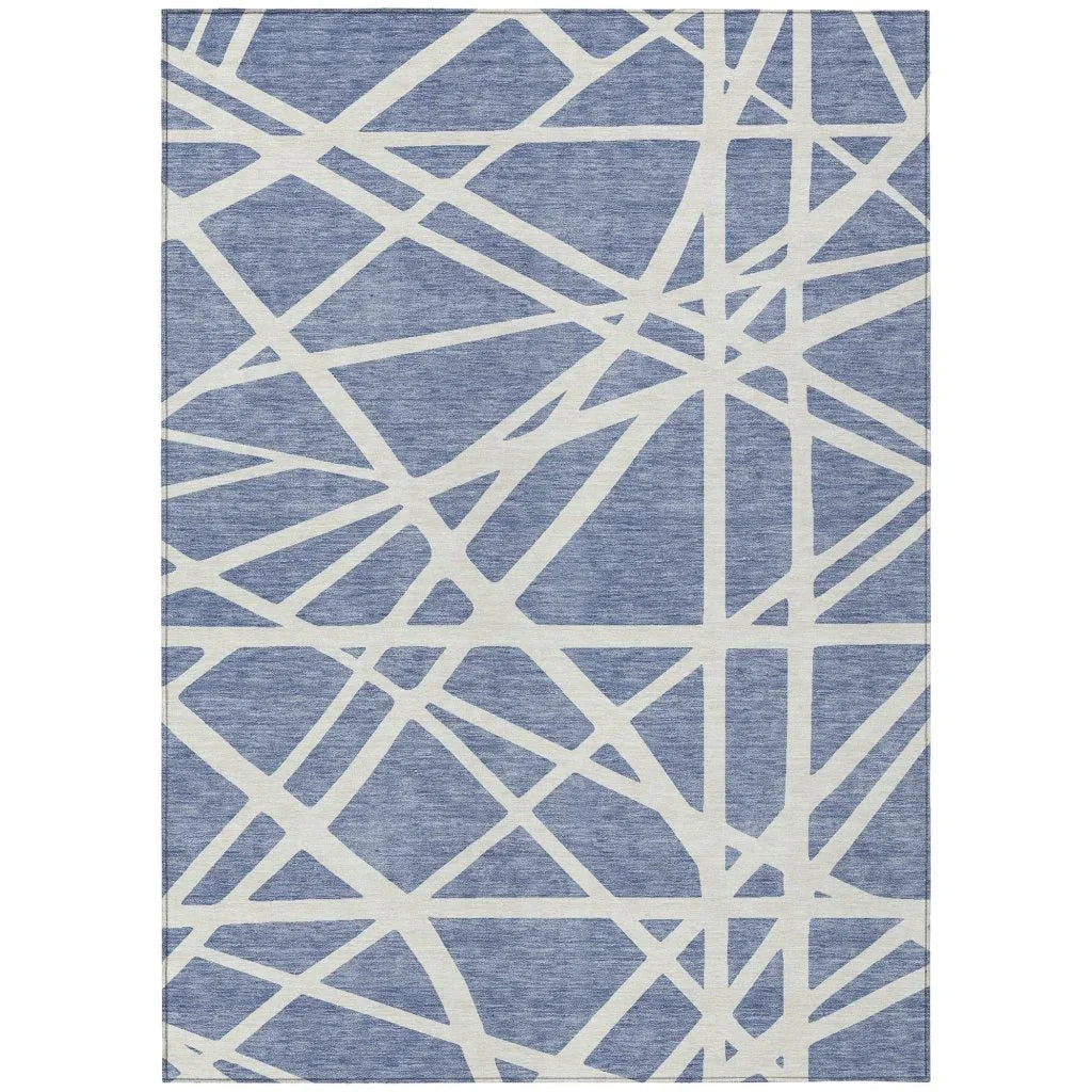 Zephina Denim Washable Indoor-Outdoor Rug-Outdoor Rugs-LOOMLAN Rugs-2'6" x 3'10"-LOOMLAN