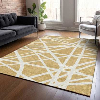 Zephina Gold Washable Indoor-Outdoor Rug-Outdoor Rugs-LOOMLAN Rugs-LOOMLAN