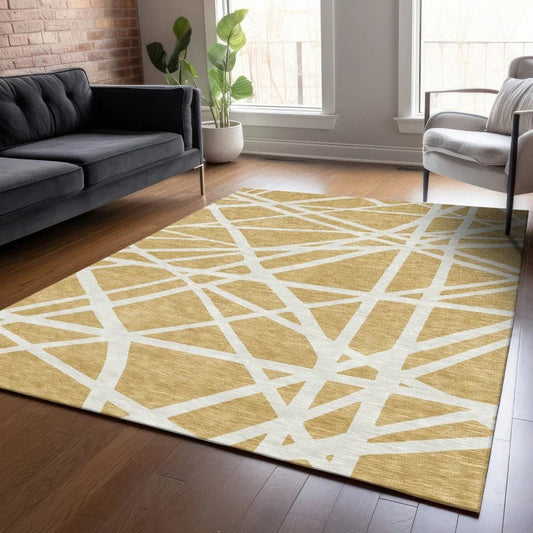 Zephina Gold Washable Indoor-Outdoor Rug-Outdoor Rugs-LOOMLAN Rugs-LOOMLAN