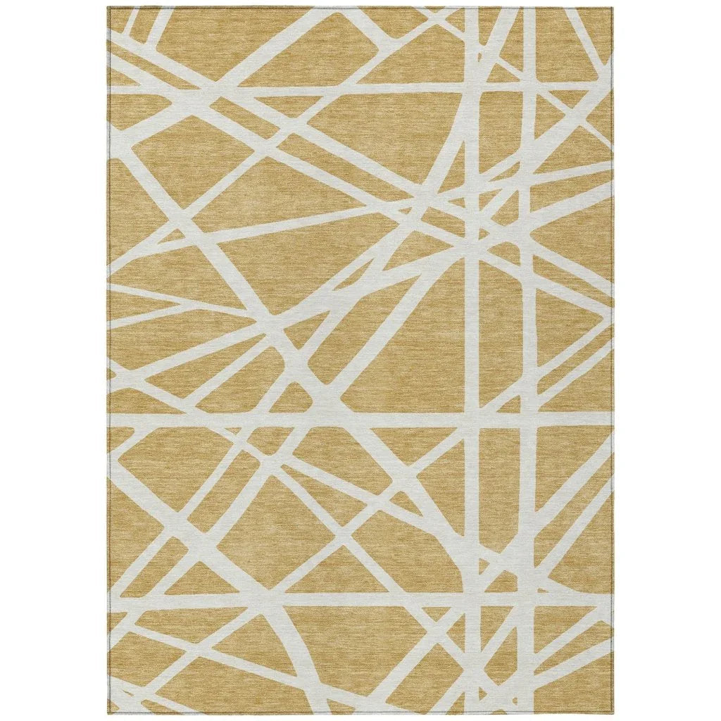 Zephina Gold Washable Indoor-Outdoor Rug-Outdoor Rugs-LOOMLAN Rugs-2'6" x 3'10"-LOOMLAN
