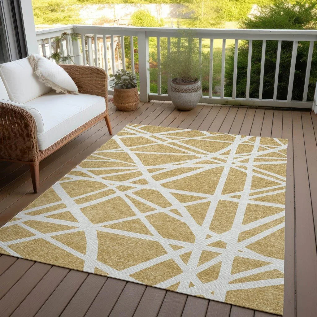 Zephina Gold Washable Indoor-Outdoor Rug-Outdoor Rugs-LOOMLAN Rugs-LOOMLAN